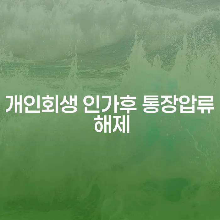 개인회생 인가 후 통장압류 해제, 어떻게 해야 할까요?